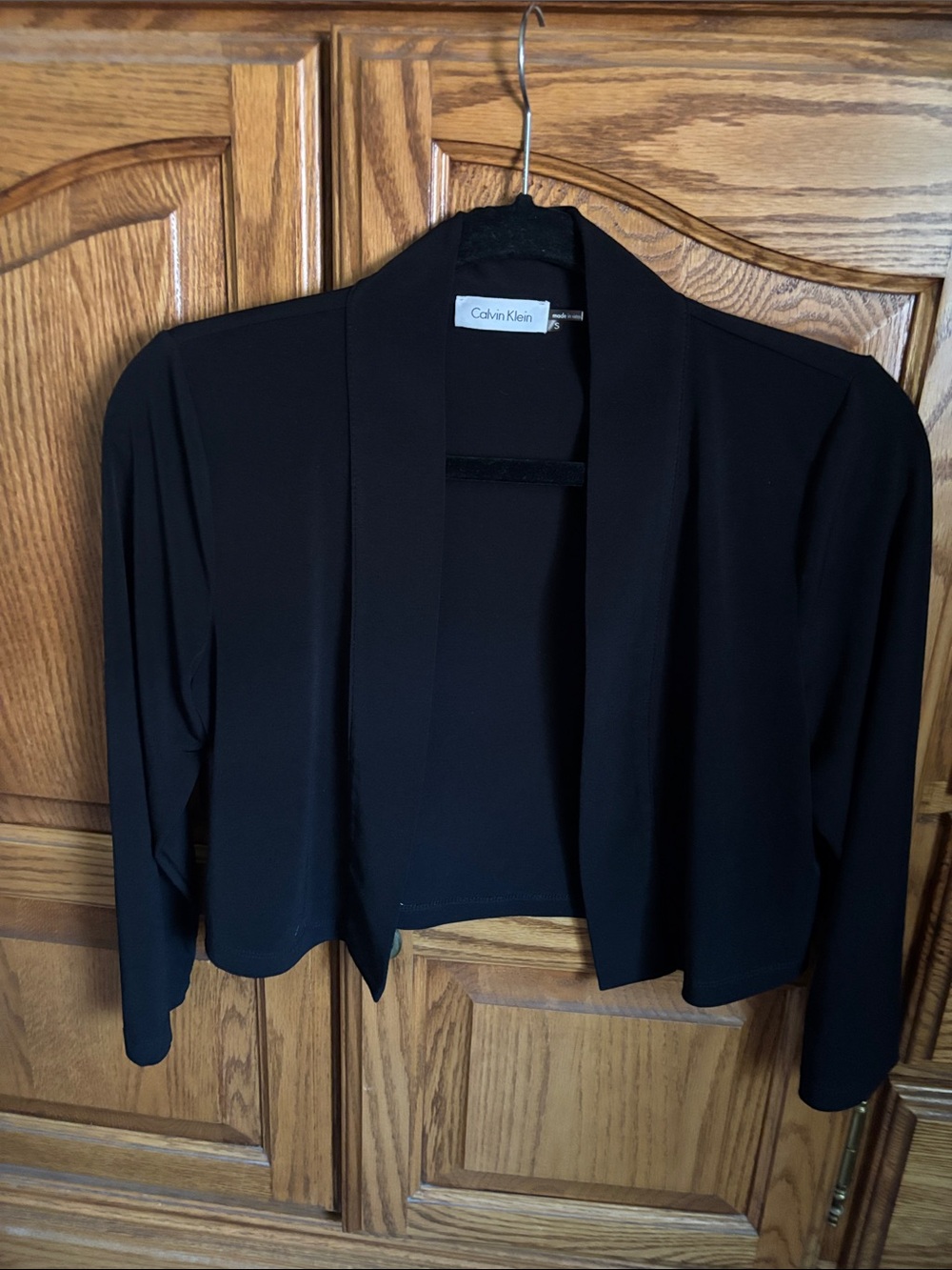 Calvin Klein Black Open-Front Cropped Blazer